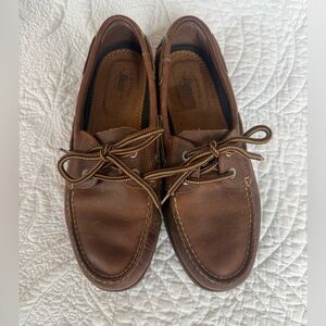 Bass Brown Leather Boat Shoes with Moc Toe